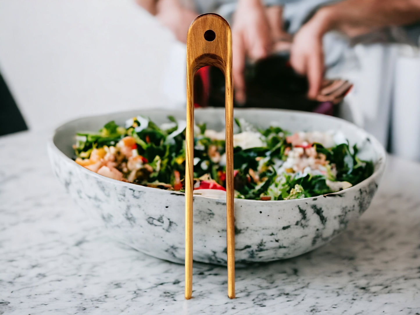 Olive Wood Toast Tongs -