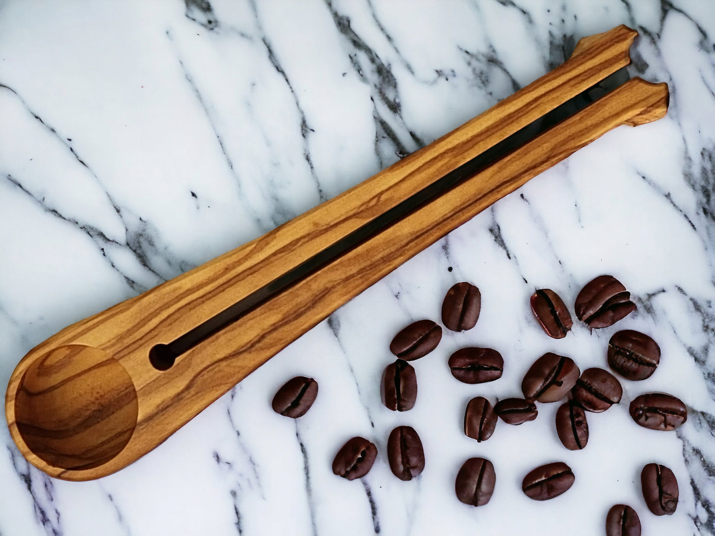 Olive Wood Coffee Scoop and Bag Clip -