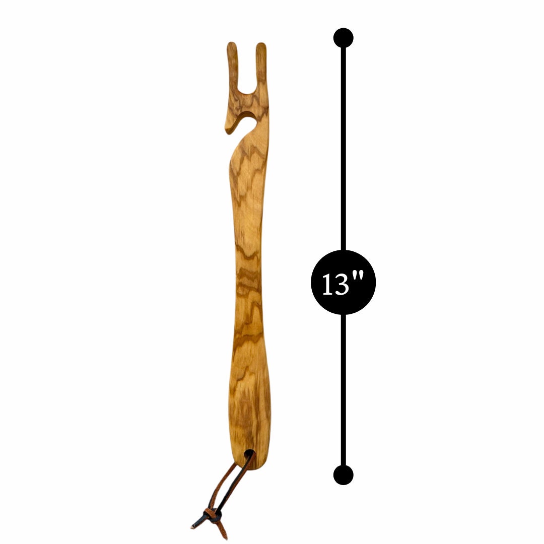 Olive Wood Oven Rack Push/Pull Stick with Magnet -