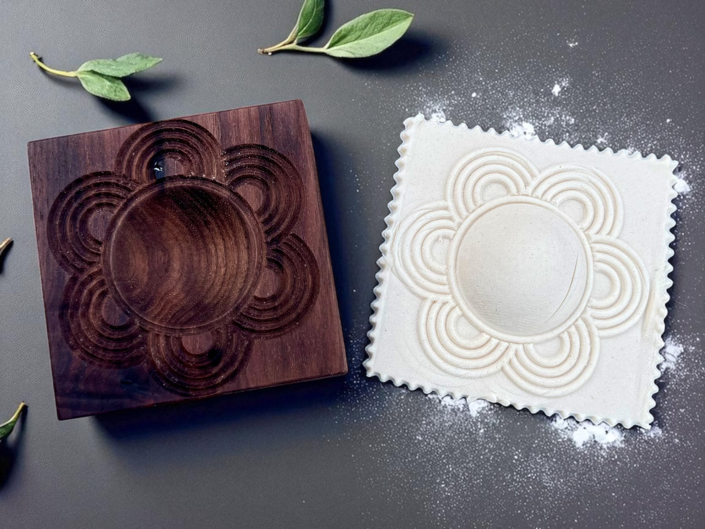Artisan Ravioli Mold – Solid Wood, Detailed Design